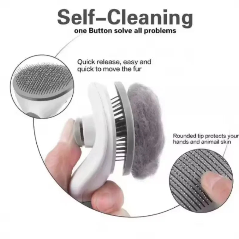 Self Cleaning Pet Brush & Dematting Comb - Dogs & Cats