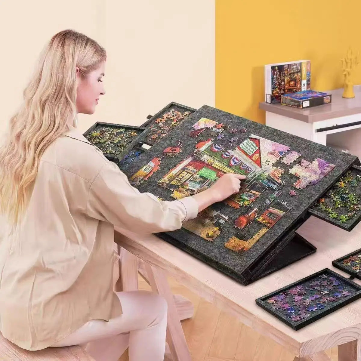 Puzzle Board 1000 Pcs with 6 Drawers | Portable Non-Slip Organizer