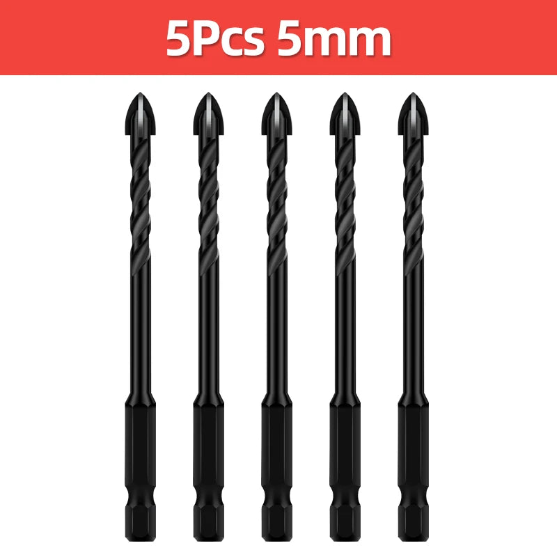 TOOLEYE Multifunction Cross Hex Drill Bit Set - Concrete, Tile, Glass, Metal