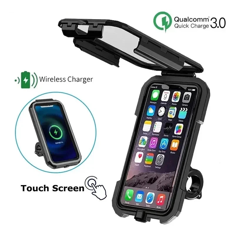 Motorcycle Wireless Charger Phone Mount - QC 3.0 Fast Charging Holder