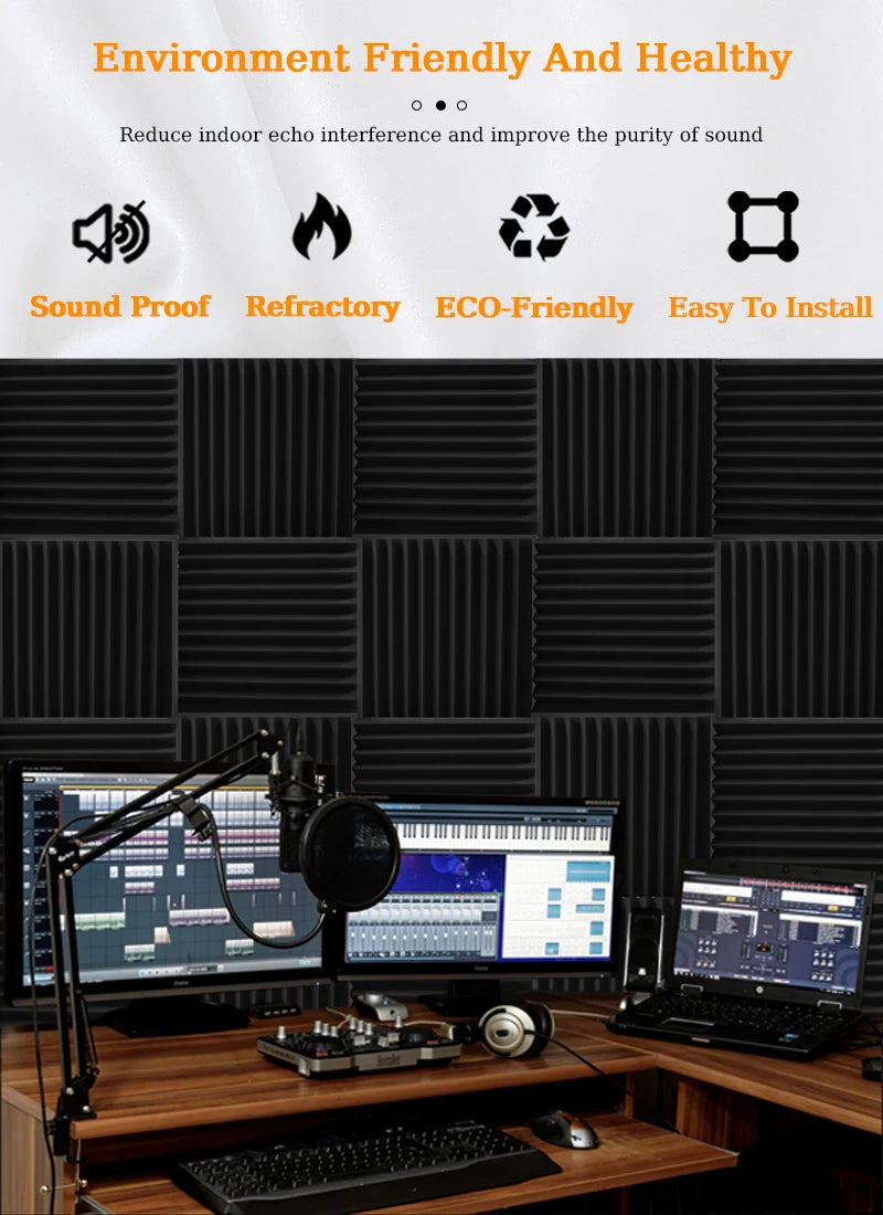 TOUO Sound Absorbing Foam Panels - Studio Acoustic Treatment & Soundproofing
