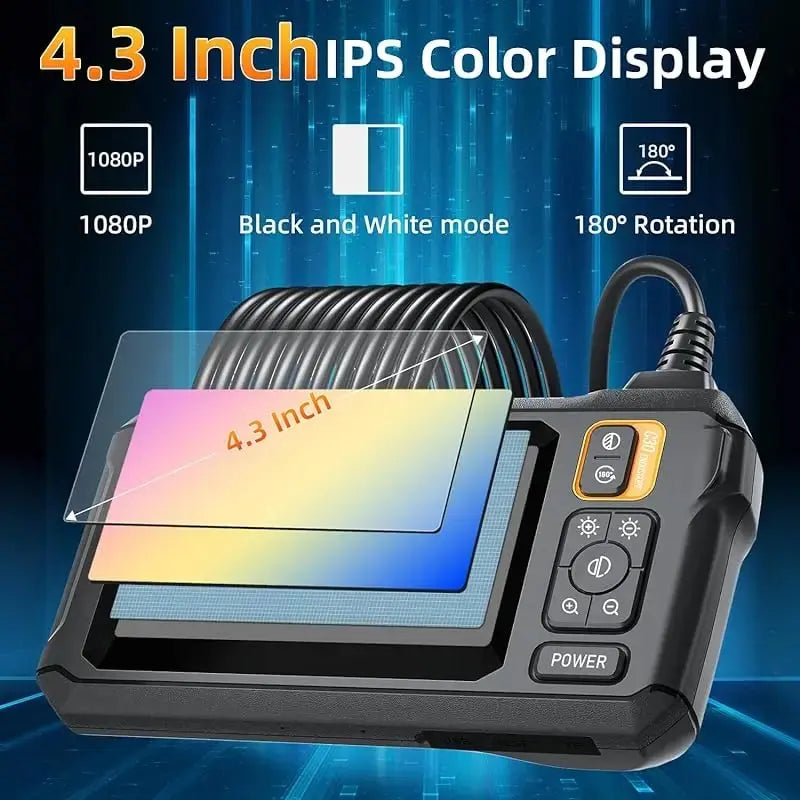 Vabena Industrial Endoscope Camera 8mm HD | 4.3" IPS Screen | IP67 for Car & Pipe