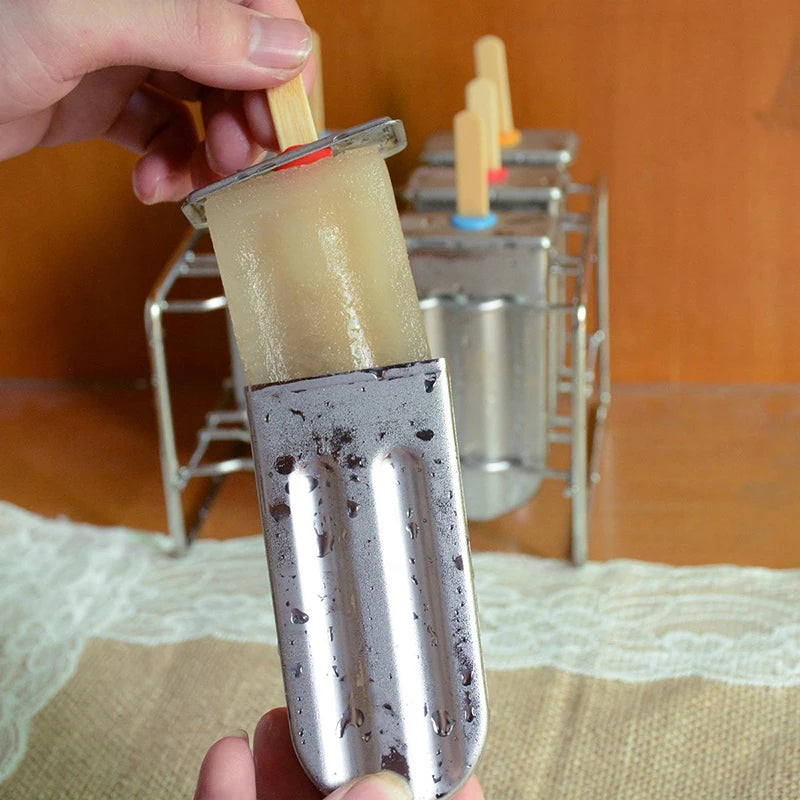 Stainless Steel Popsicle Mold Rack – Homemade Ice Cream & Lolly Maker Set