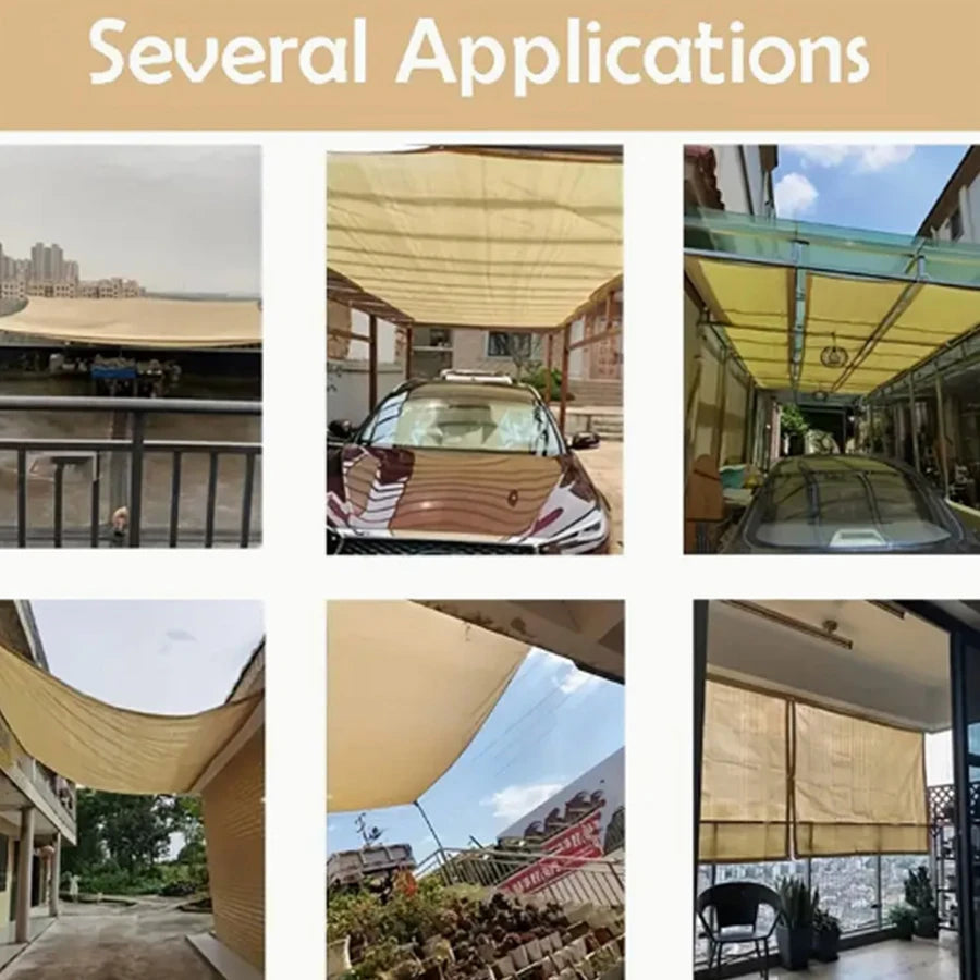 Beige Sunshade Cloth - Durable UV Protection Mesh for Patio, Garden & Greenhouse