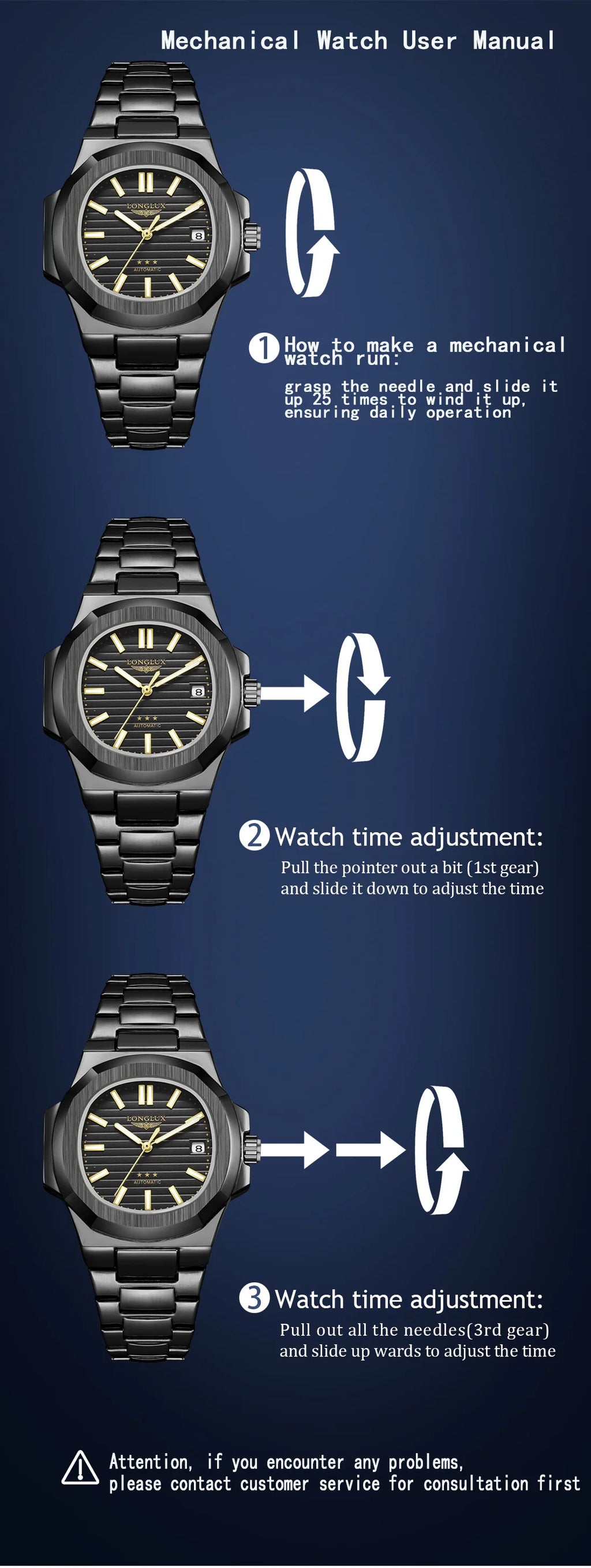 Vabena Men's Automatic Luxury Business Watch - Stainless Steel & Luminous