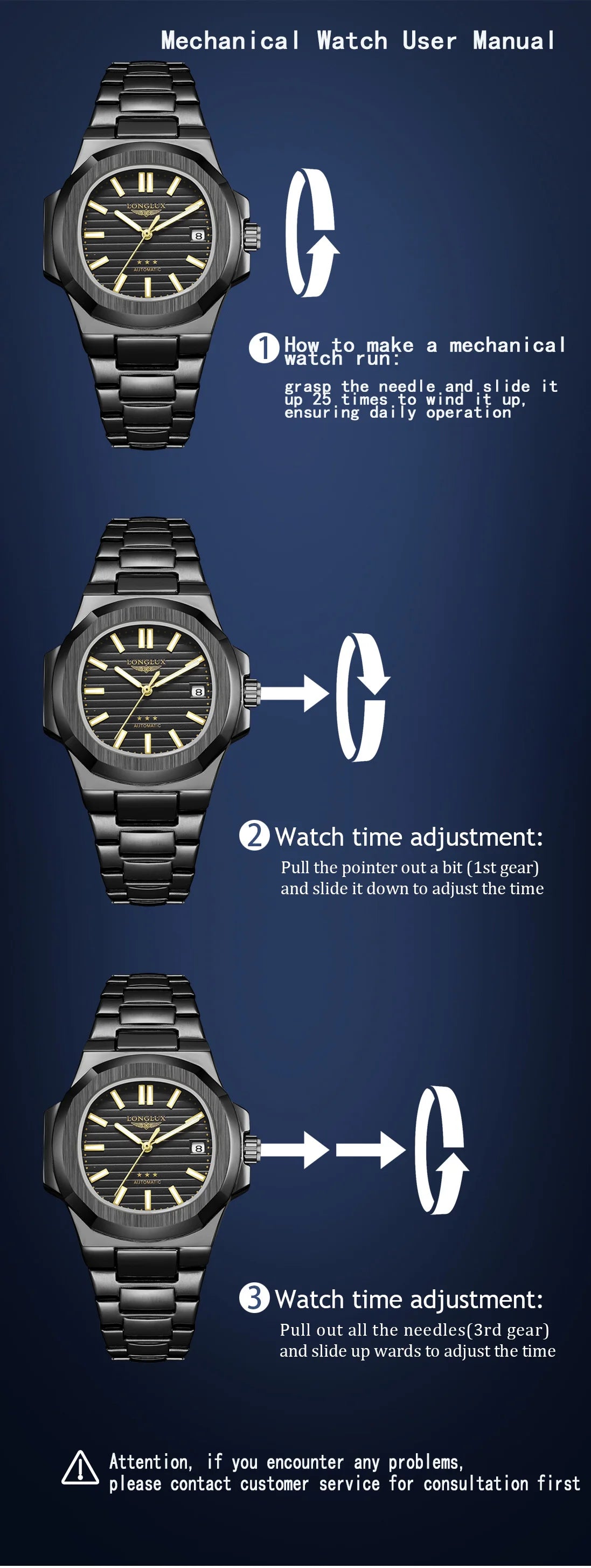 Vabena Men's Automatic Luxury Business Watch - Stainless Steel & Luminous