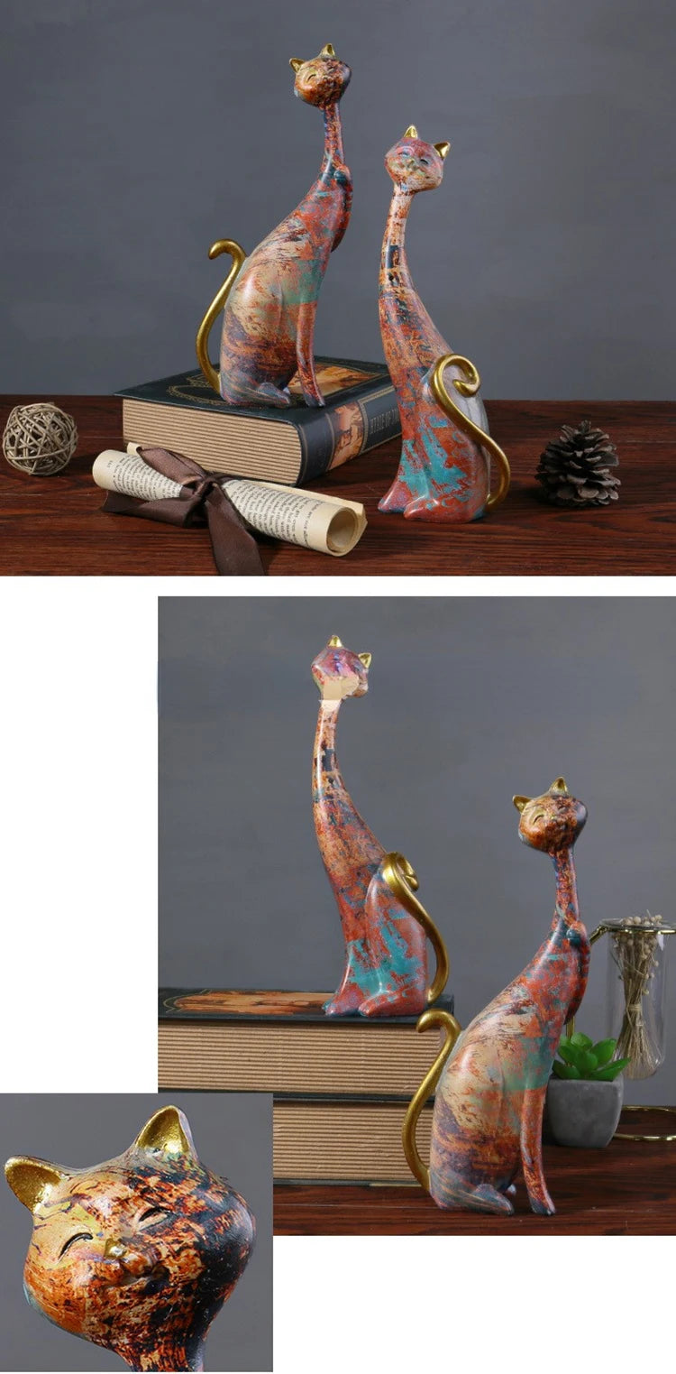 Nordic Graffiti Cat Sculpture - Abstract Resin Art Decor | Unique Home Decor