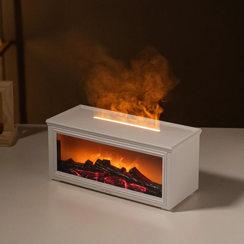 7-Color Mini Flame Diffuser & Humidifier | Essential Oil Fireplace Effect