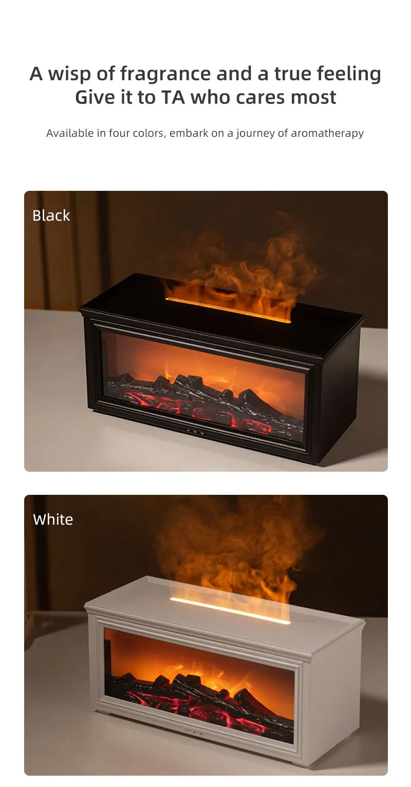 7-Color Mini Flame Diffuser & Humidifier | Essential Oil Fireplace Effect
