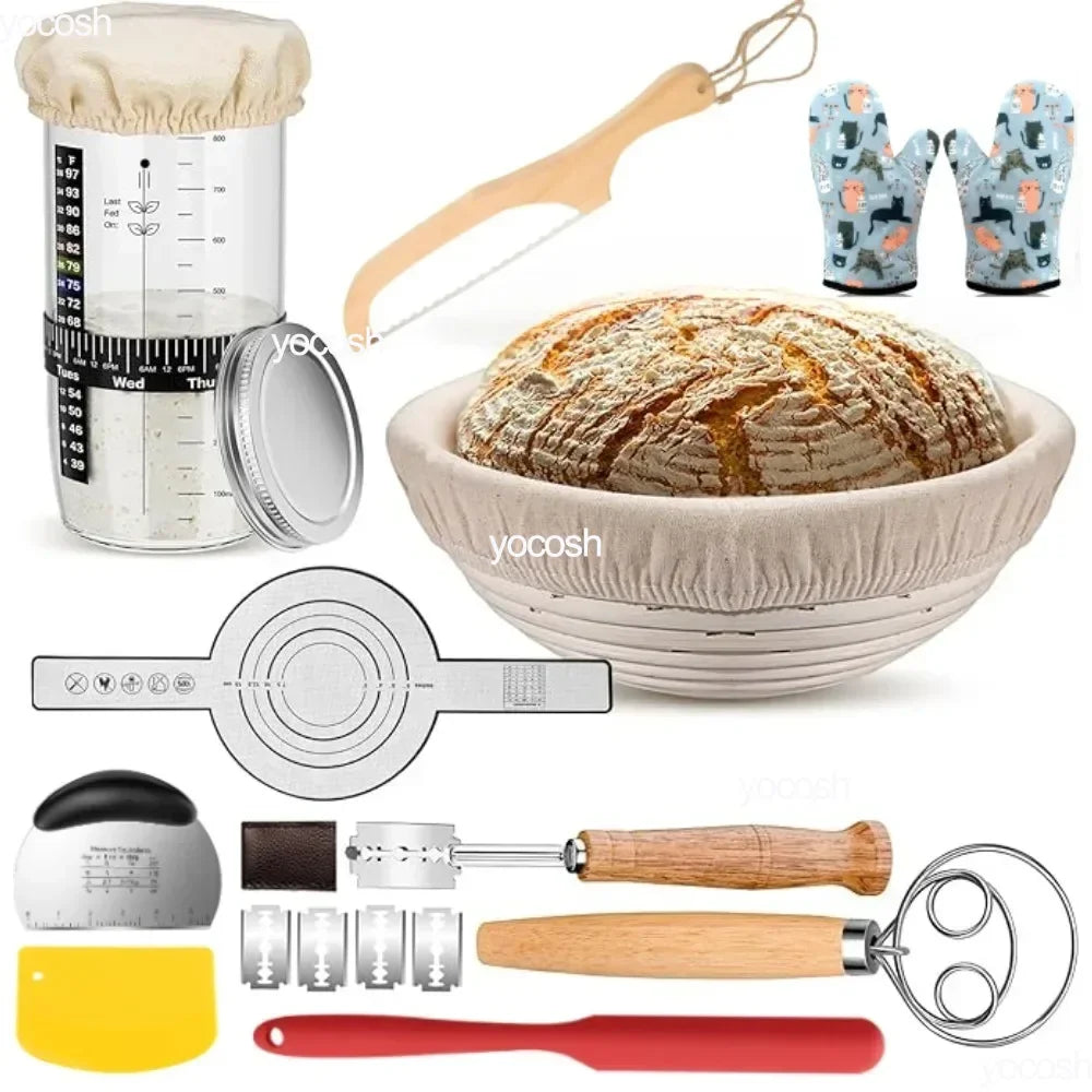 Professional Sourdough Baking Tools Set - Starter Jar, Mat & Knife