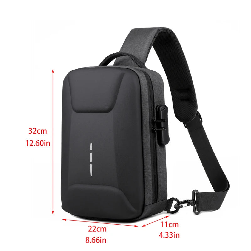 Men's Anti-theft Crossbody Bag with USB Charging Port & Combination Lock for Business & Travel