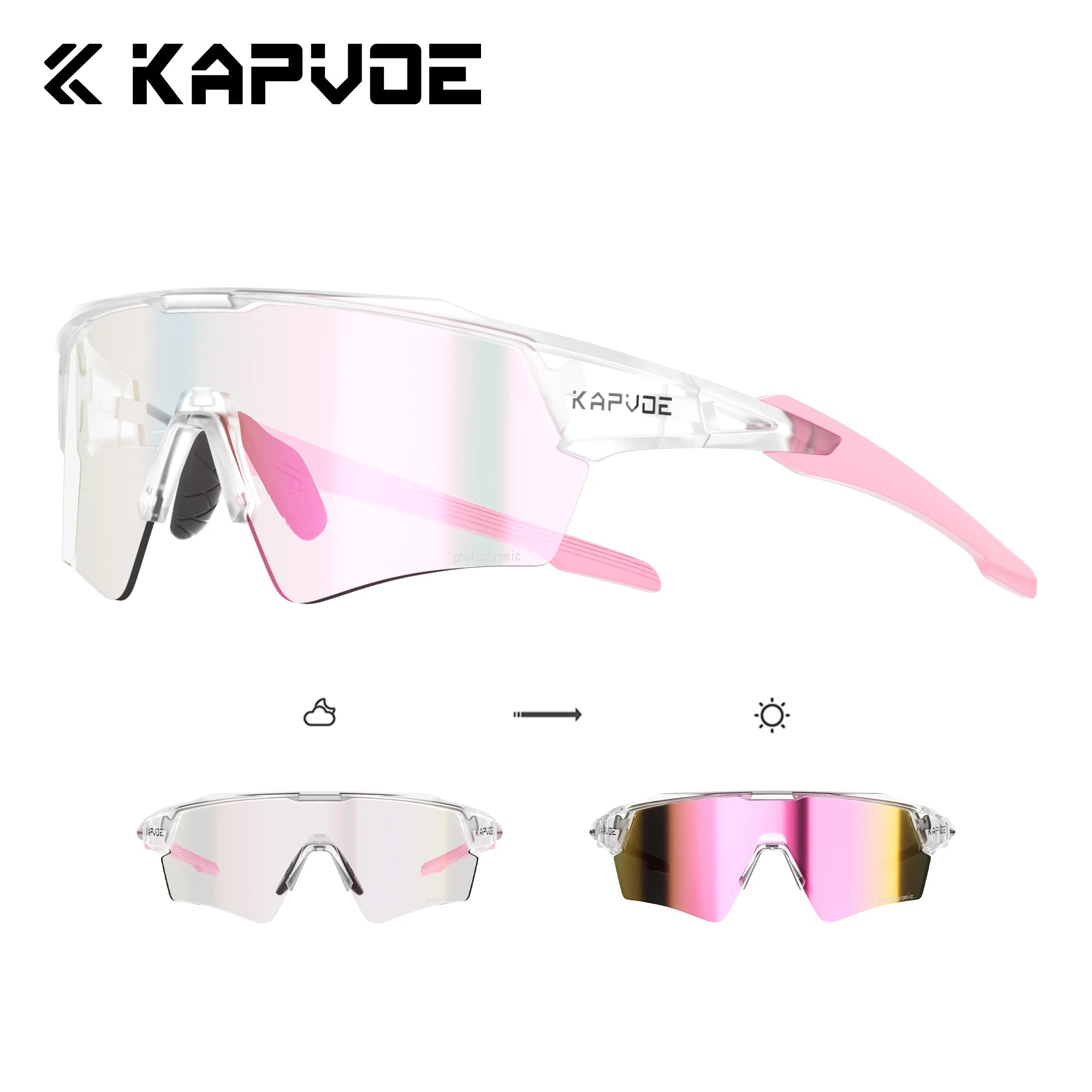 Kapvoe Photochromic Cycling Sunglasses UV400 MTB Road Bike Goggles Men Women