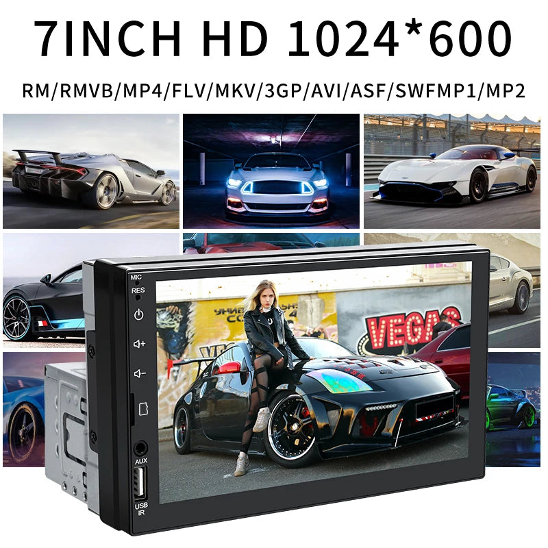Hippcron 7" 1 Din Car Radio - CarPlay Android Auto Multimedia Player