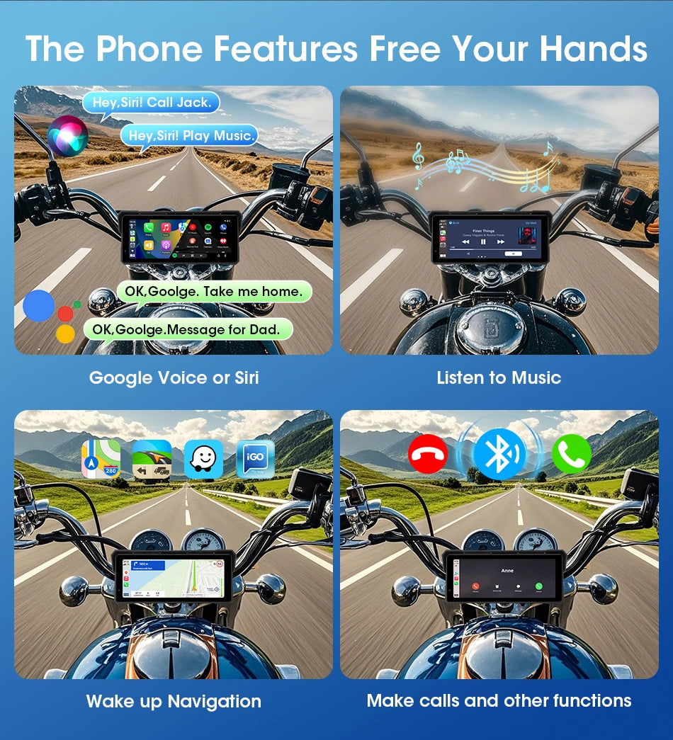 Jansite 8.1" 4K Motorcycle DVR Monitor with CarPlay & GPS