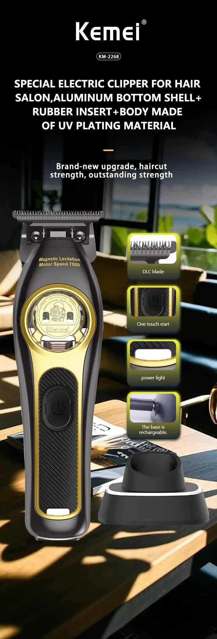 Kemei Professional Cordless Hair Clippers & Trimmer Electric