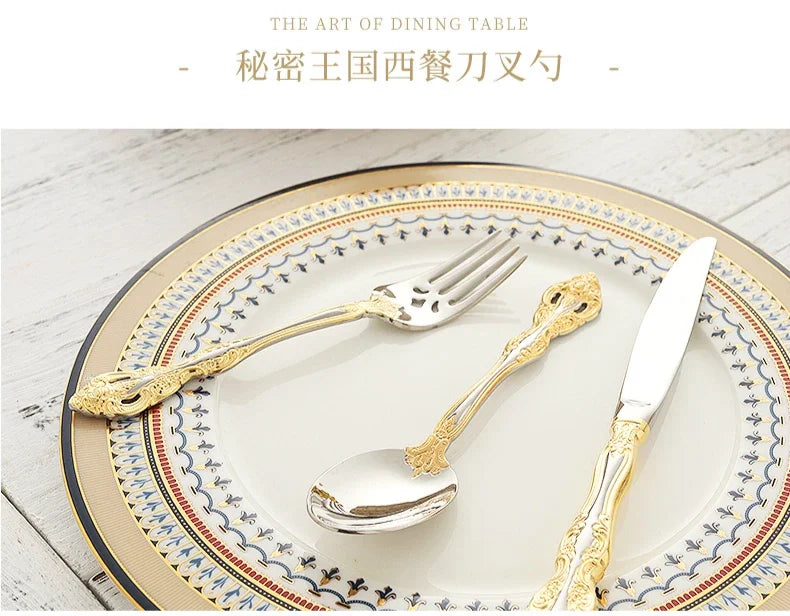 Vabena Retro Gold-Plated 304SS 5-Piece Cutlery Set