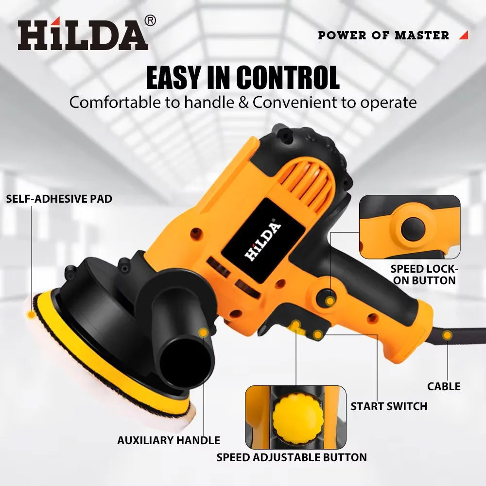 HILDA Electric Car Polisher | Adjustable Speed for Scratch Repair & Waxing