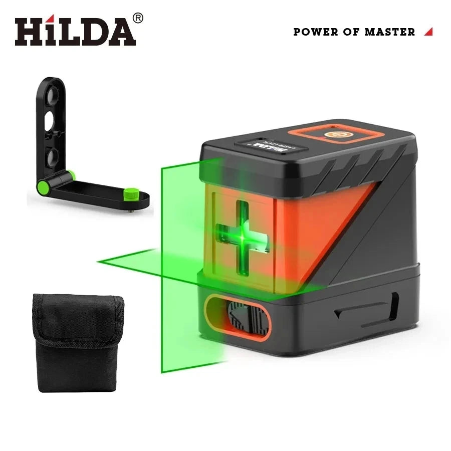 HILDA 2 Lines Green Laser Level - Self-Levelling Cross Line Mini Tool