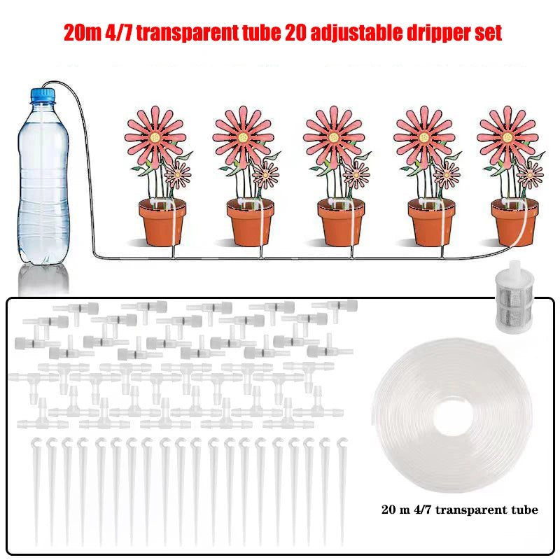 Garden Drip Irrigation Kit with Regulating Valve - Potted Plants & Greenhouse Watering System