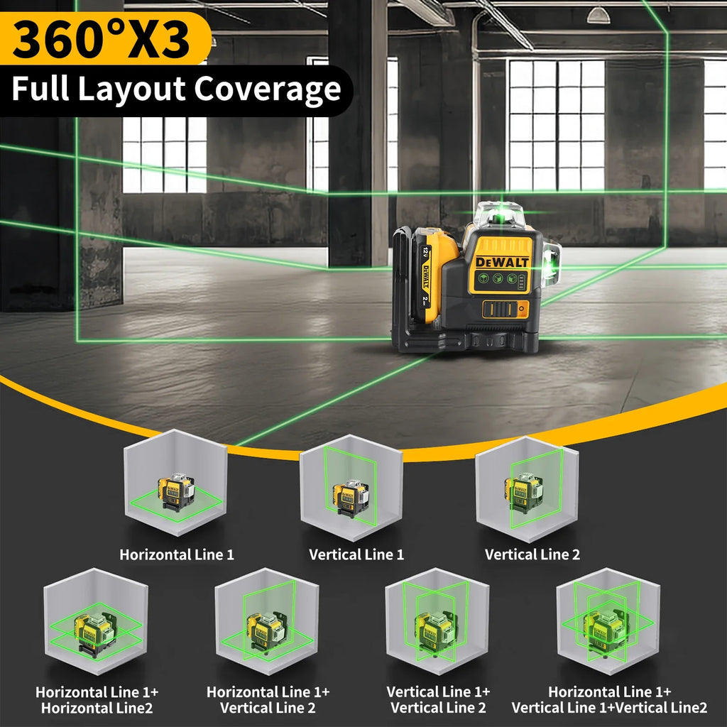 DEWALT DW089LG Green Beam Self-Leveling 3-Line Laser Level