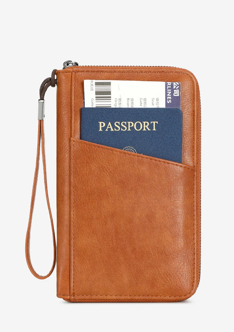 Travel Passport Wallet - RFID Anti-Theft PU Leather Organizer for Men & Women