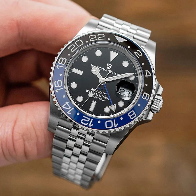 PAGANI DESIGN PD-1662 Luxury GMT Mechanical Watch - Sapphire, Steel, 100M Waterproof