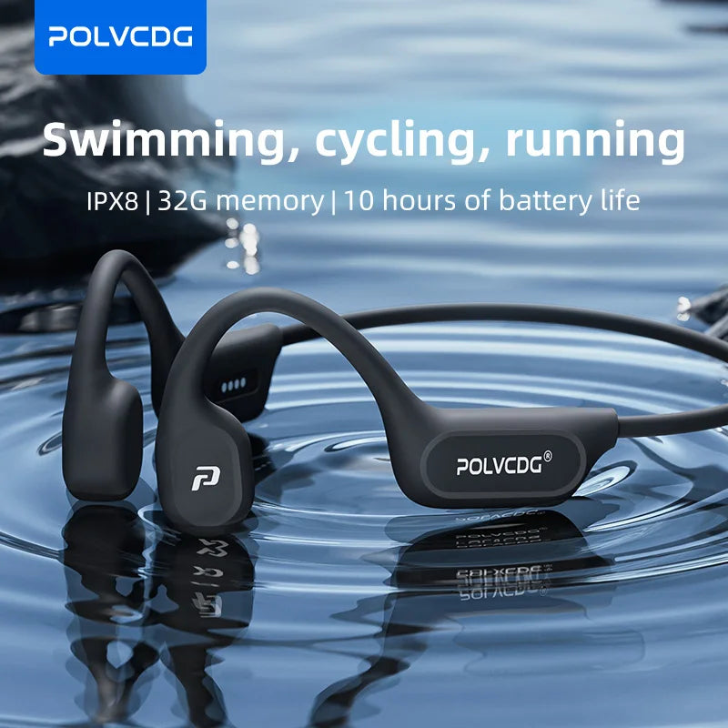 POLVCDG X9 Bone Conduction Headphones - 32GB IPX8 Waterproof
