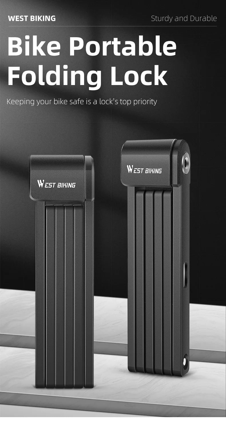 WEST BIKING Foldable Bike & Motorcycle Lock - Key & Password Security