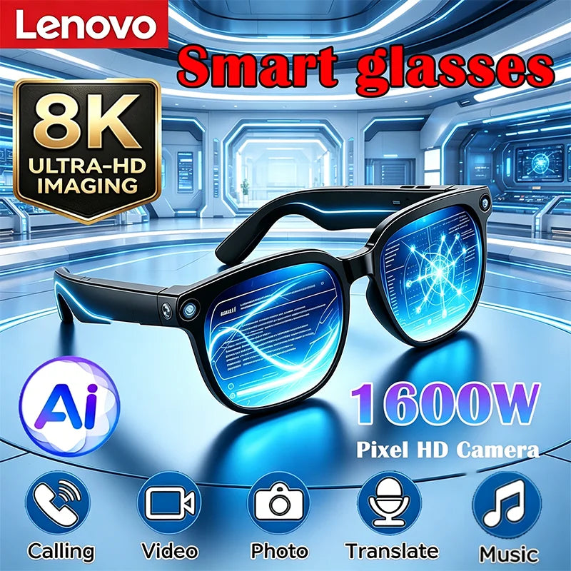 Lenovo 2026 AI Smart Glasses 8K | Touch Control Photo Video Translator