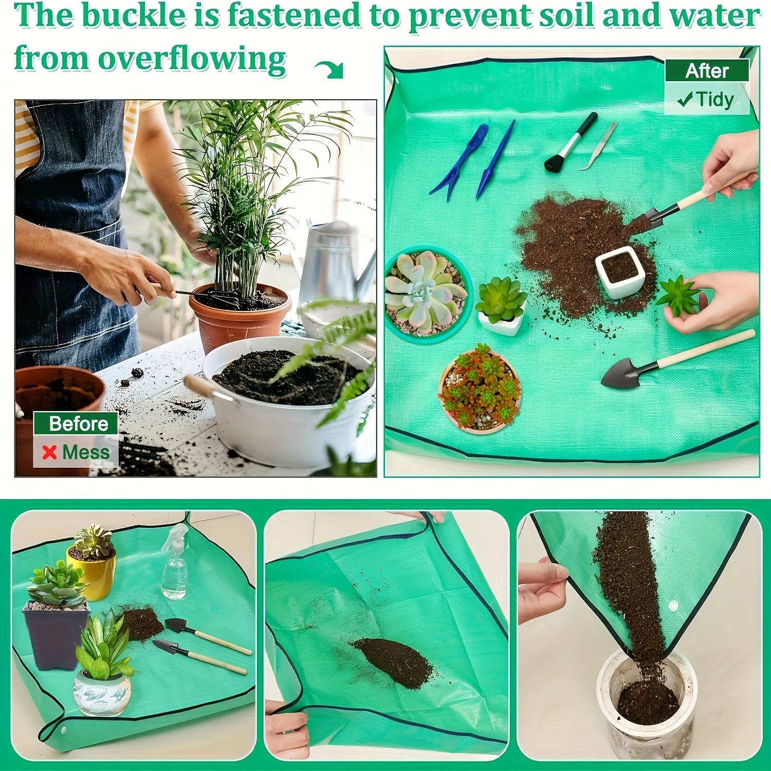 Waterproof Foldable Gardening Mat - Indoor & Outdoor Leak-Proof Potting Tray (1/2/5/10 Pack)