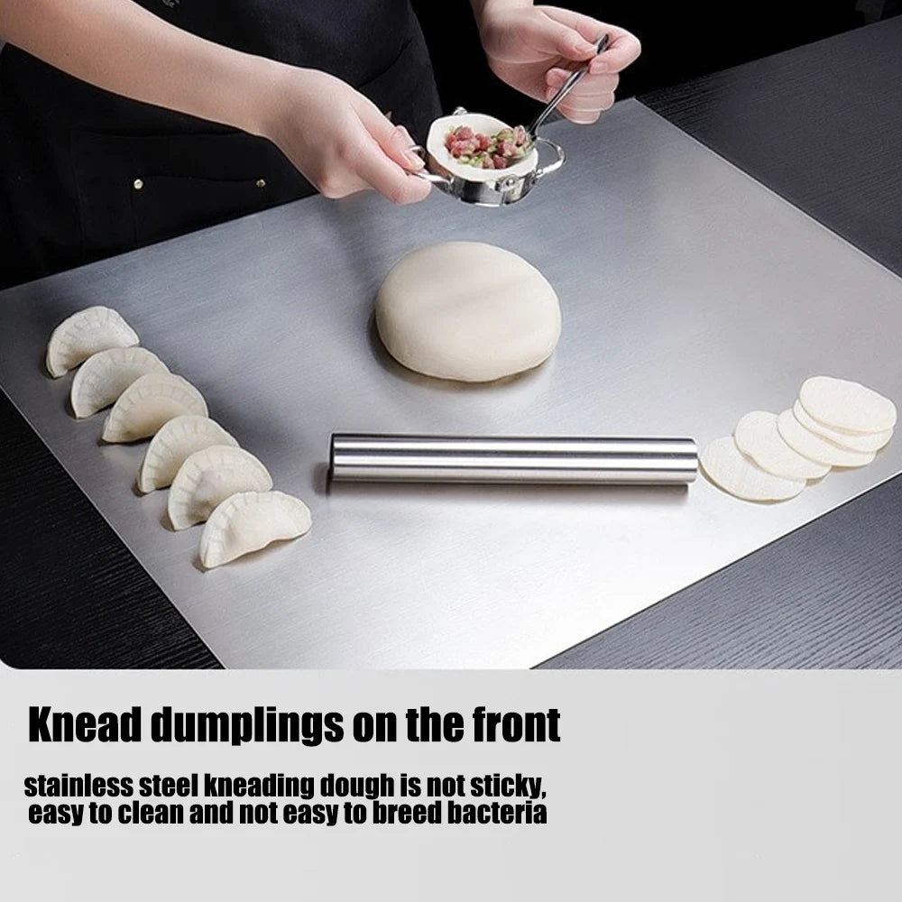 L-Shaped Stainless Steel Chopping Board - Large, Double-Sided Kitchen Tool