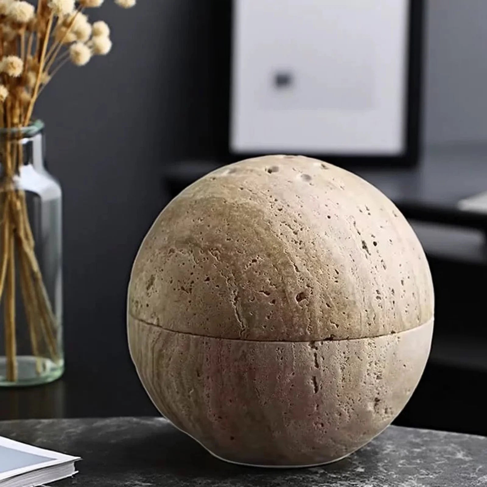Travertine Marble Incense Burner | Spherical Aromatherapy Zen Decor