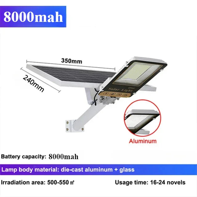 Vabena Aluminum 8000mAh Solar Street Light - Outdoor LED Wall Lamp