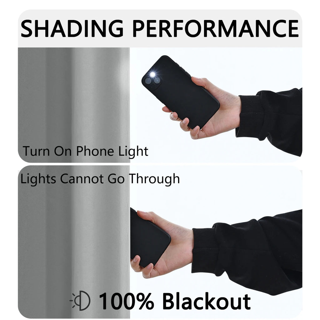 100% Blackout Curtains for Bedroom & Living Room - Full Shading & Sun Protection