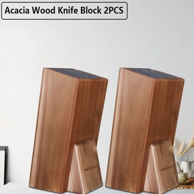 Acacia Wood Universal Knife Block - Space-Saving & Stylish Kitchen Organizer
