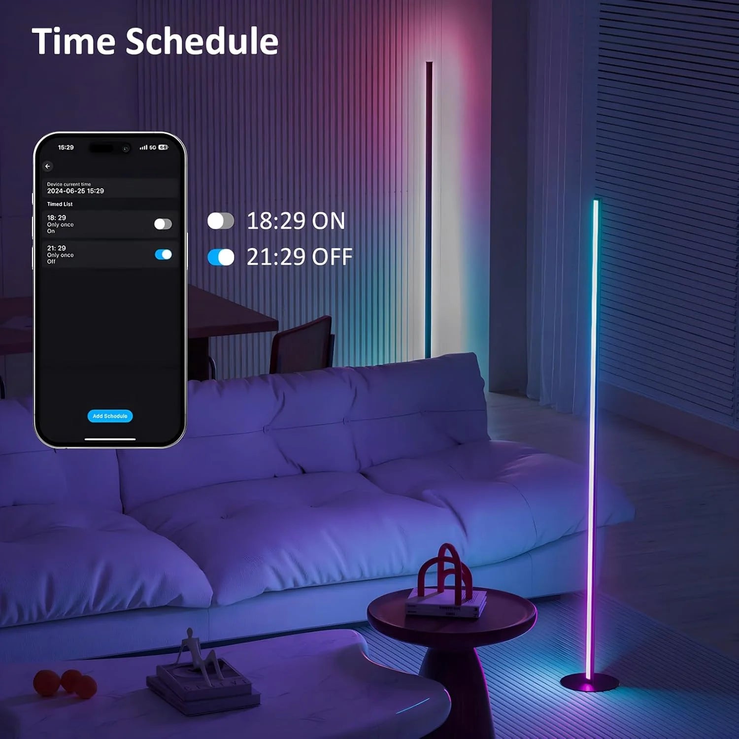 RGB IC Corner Floor Lamp with App & Remote - Smart LED