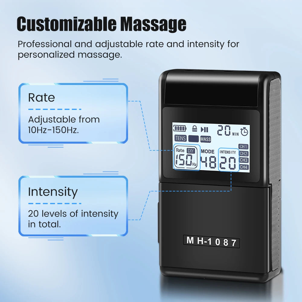 Digital TENS Unit: 4-Channel Rechargeable Muscle Stimulator for Pain Relief