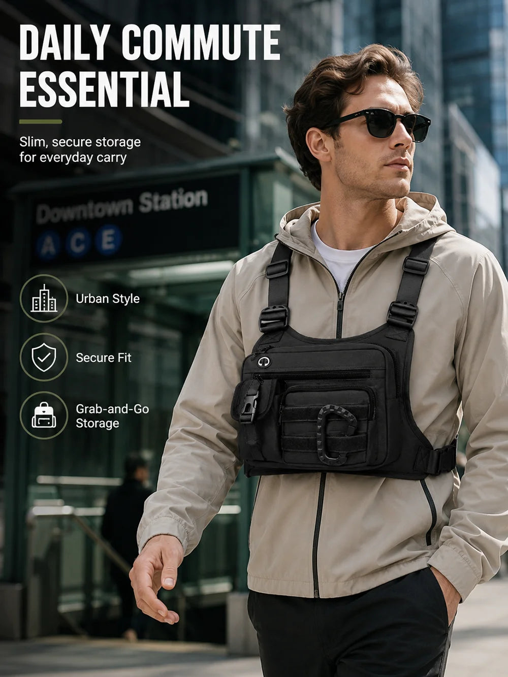 Men's Tactical EDC Anti-Theft Waterproof Chest Sling Bag | Vabena