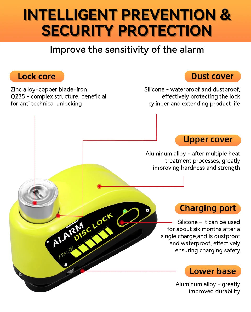 Extractme 110dB Motorcycle Alarm Disc Lock - Ultimate Waterproof Anti-Theft Security