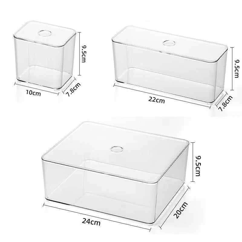 Clear Acrylic Drawer Organizer Sets - Transparent Storage Bins for Stationery & Makeup