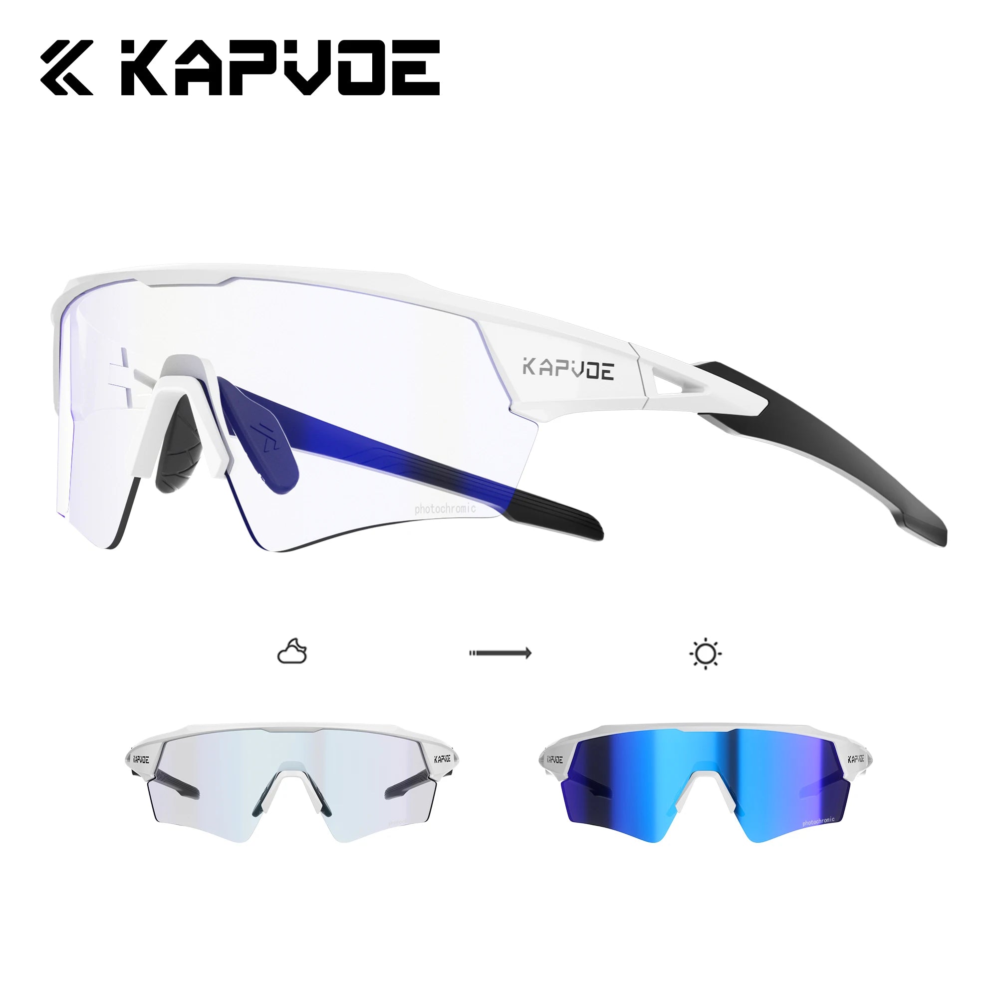 Kapvoe Photochromic Cycling Sunglasses UV400 MTB Road Bike Goggles Men Women