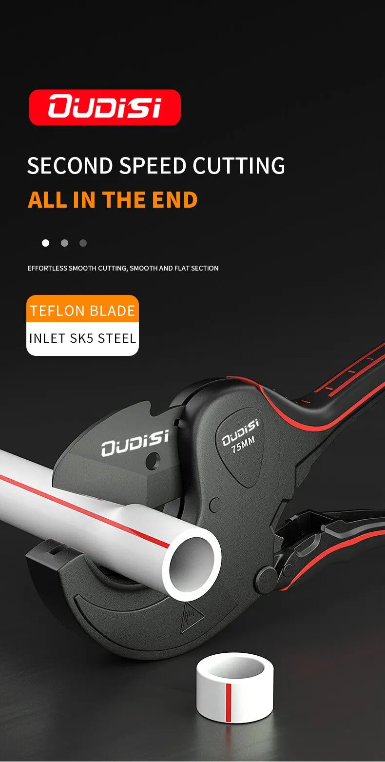 Aluminum Alloy Ratchet Pipe Cutter 42-75mm - PVC/PE/PP Hose Tool