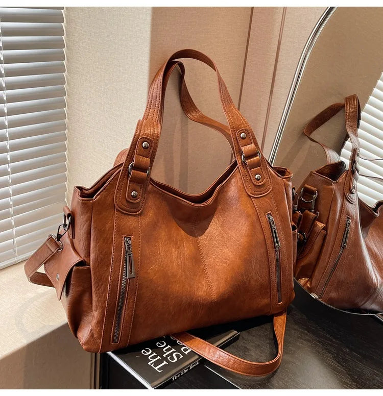 Vabena 2026 Soft Interior Shoulder Bags - High Quality Contrasting PU Handbags
