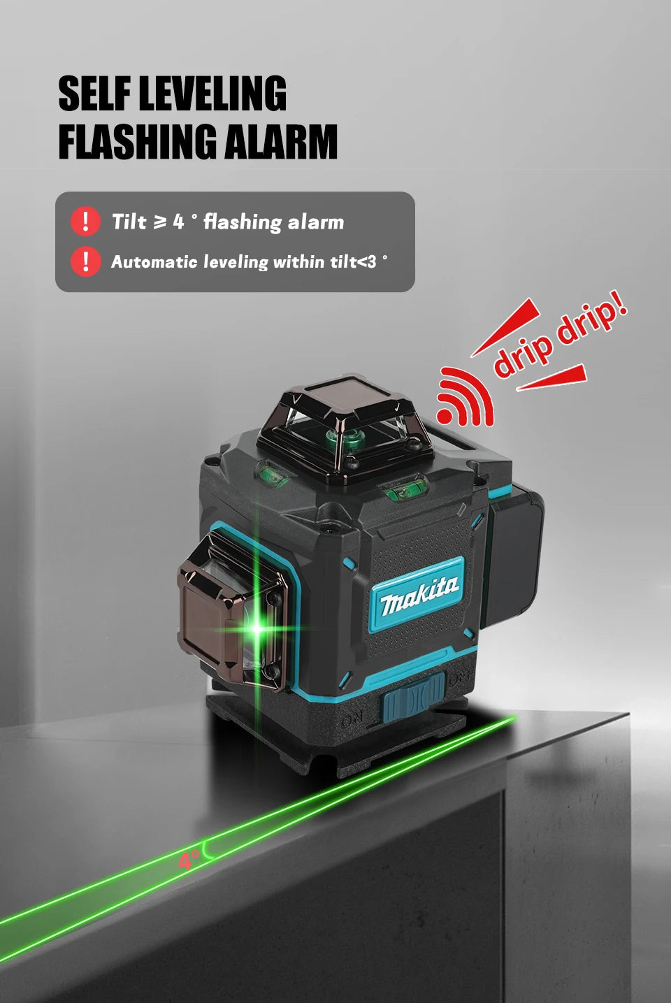 2026 Makita X4 16-Line 4D Outdoor Laser Level - Precision Grading & Layout