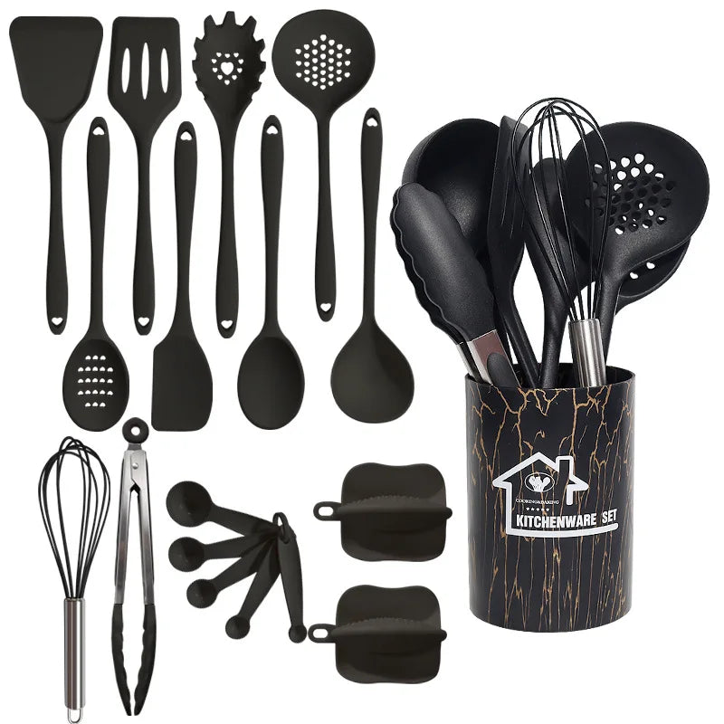 Vabena Pink 18Pcs Silicone Kitchen Utensil Set - Food Grade Cooking Tools