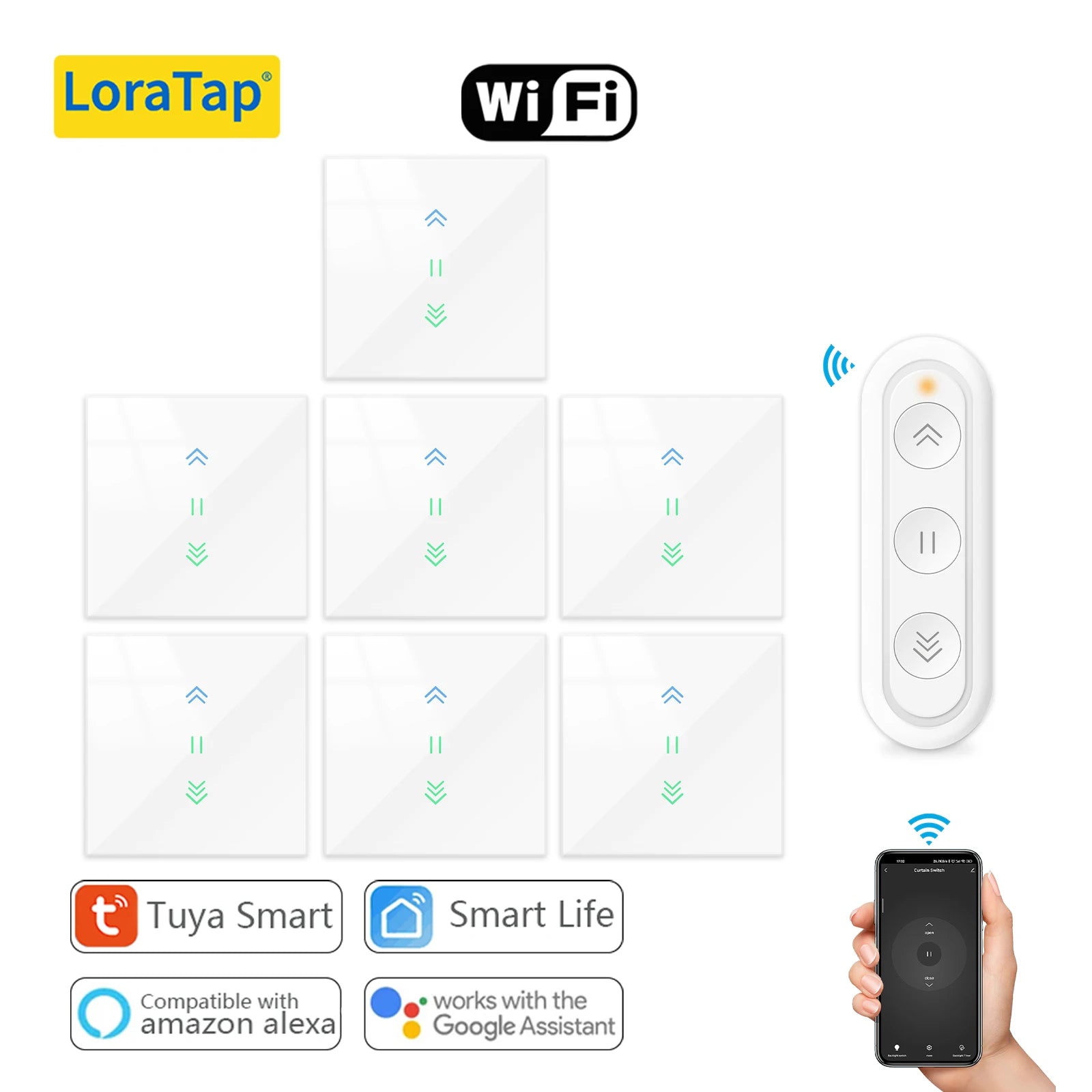 LoraTap WiFi Smart Blinds Switch - App & Voice Control for Modern Homes