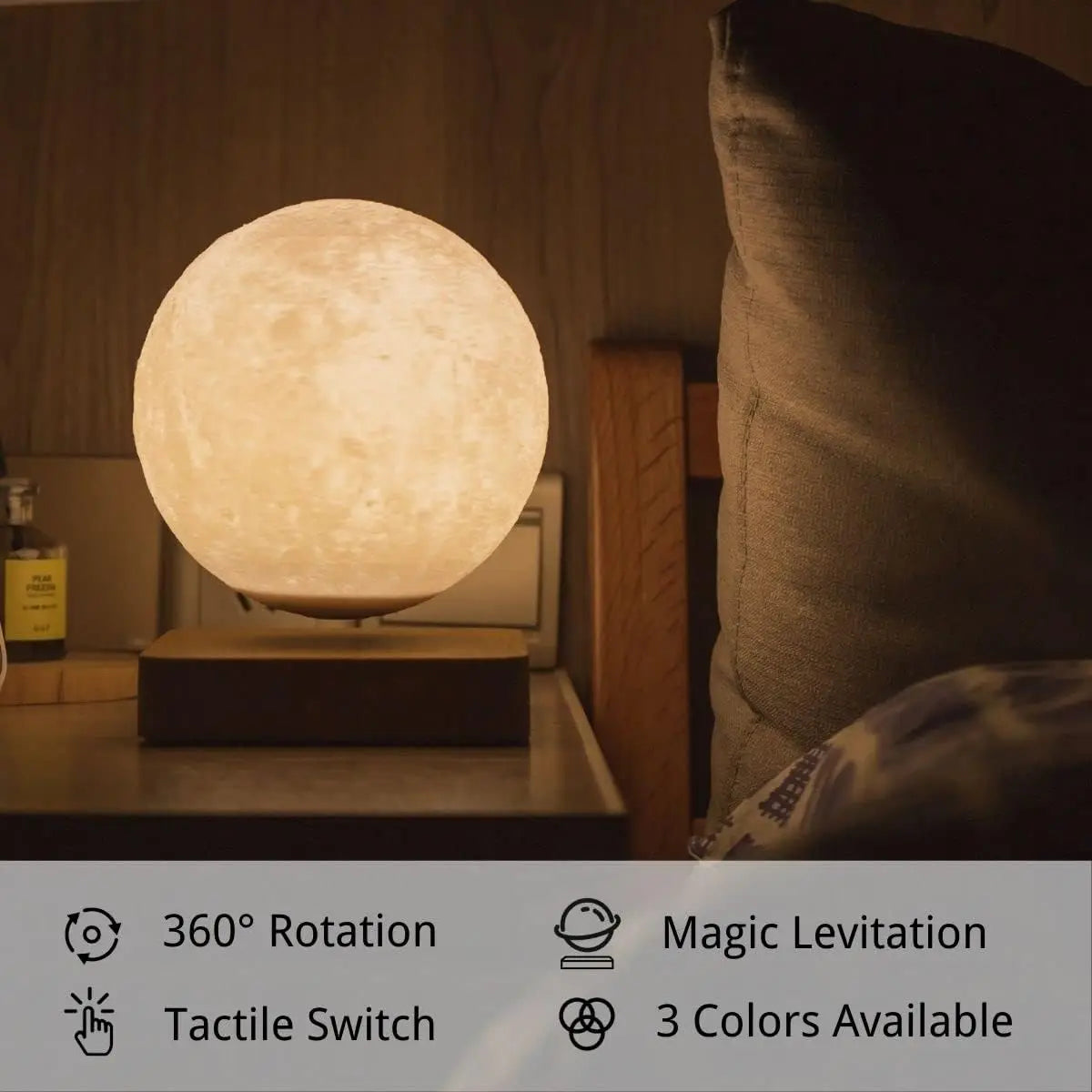 Levitating Moon Lamp - Magnetic Floating Luna Night Light with 3 Color Modes