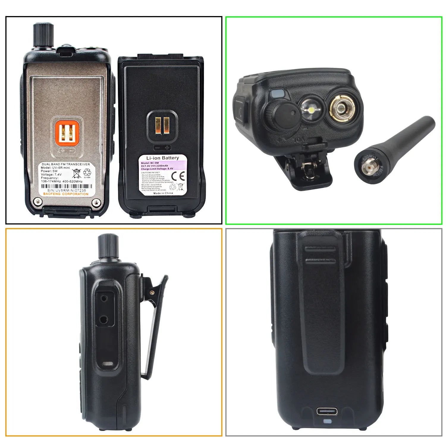 Baofeng UV-5R Mini 2PCS Dual Band Walkie Talkie - Compact 5W Amateur Radio with Air Band Rx & Type-C