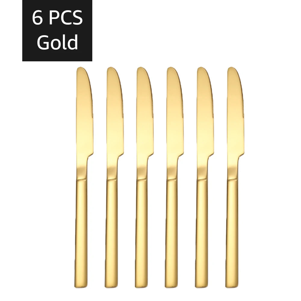 Luxury 30PCS Gold Tableware Set - Stainless Steel Cutlery for Dining