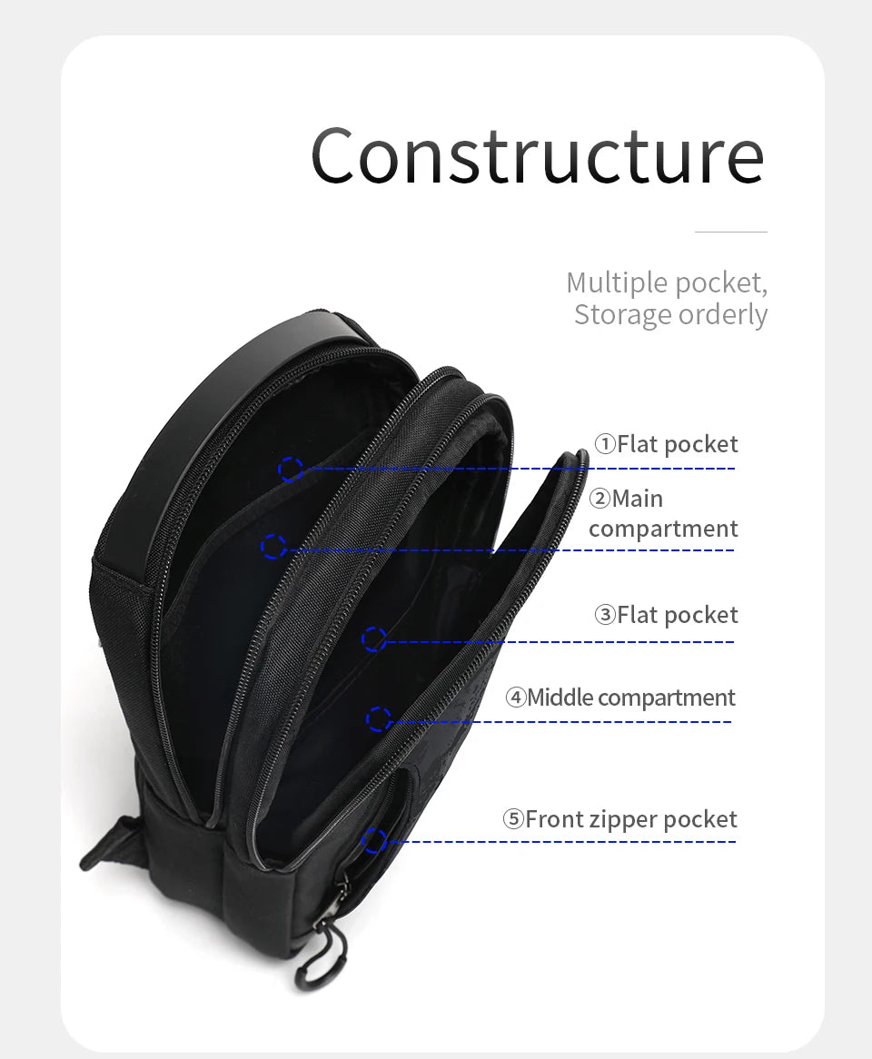 Tigernu Men's Chest Bag - Cool Shoulder & Crossbody for 9.7" iPad